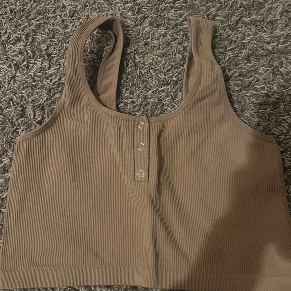 Bozzolo Tan Ribbed Tank Top - Picture 1 of 3